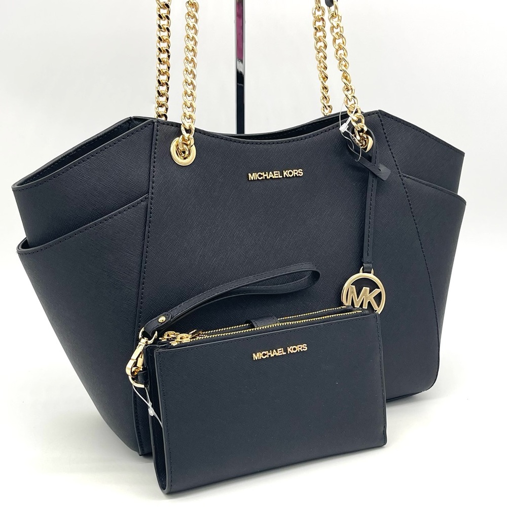 Michael Kors Chain Shoulder Tote Bag & Double Zip Wallet Wristlet